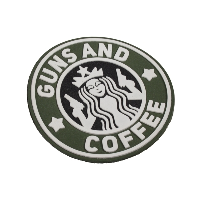 Патч (шеврон) "Guns and Coffee" (79Х79 мм.) ПВХ